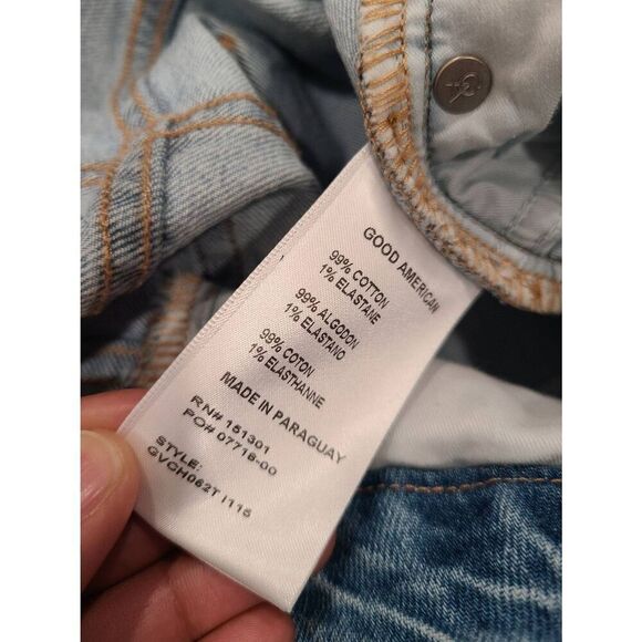 Good American Distressed Vintage Straight Jeans Womens 8/29 Blue Denim Cotton Bl - Picture 5 of 8